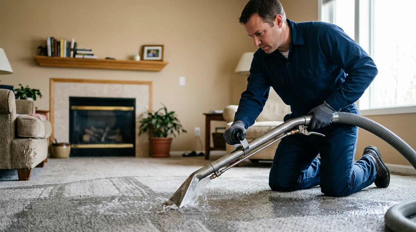 Water damage restoration technician working near Cameron, NC